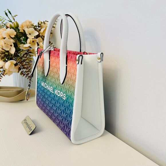 Michael Kors Mirella Small Ombré Signature Logo Crossbody Bag Rainbow - Picture 2 of 10